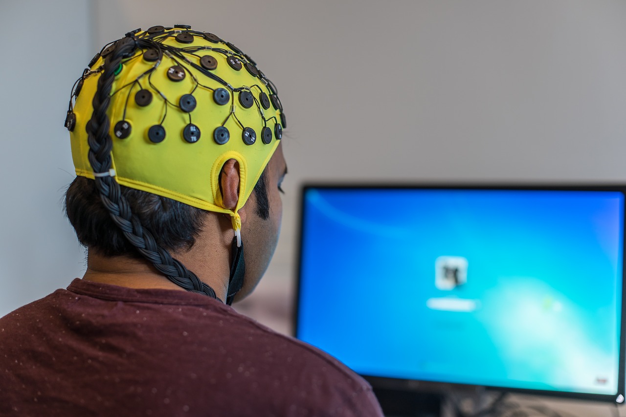 A man undergoing a digital EEG test
