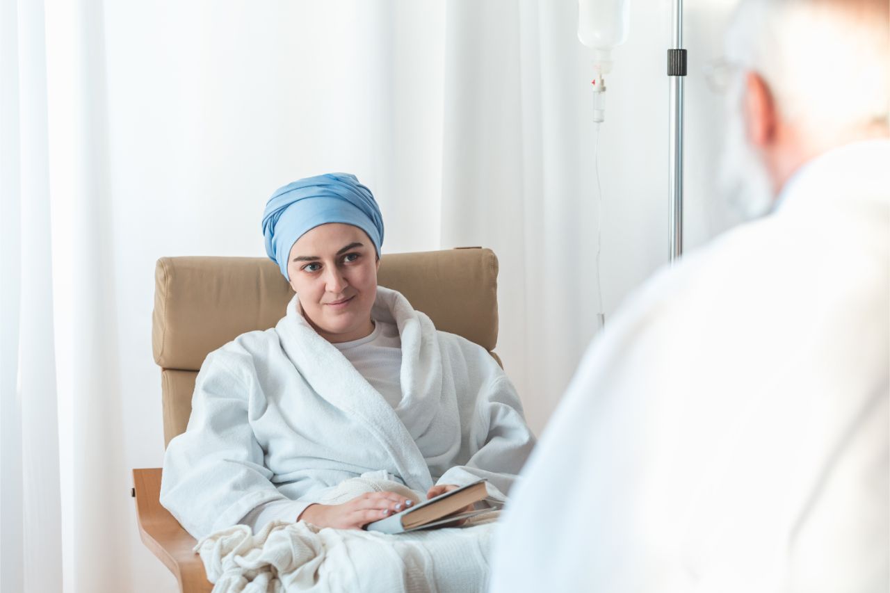 A woman undergoing chemotherapy