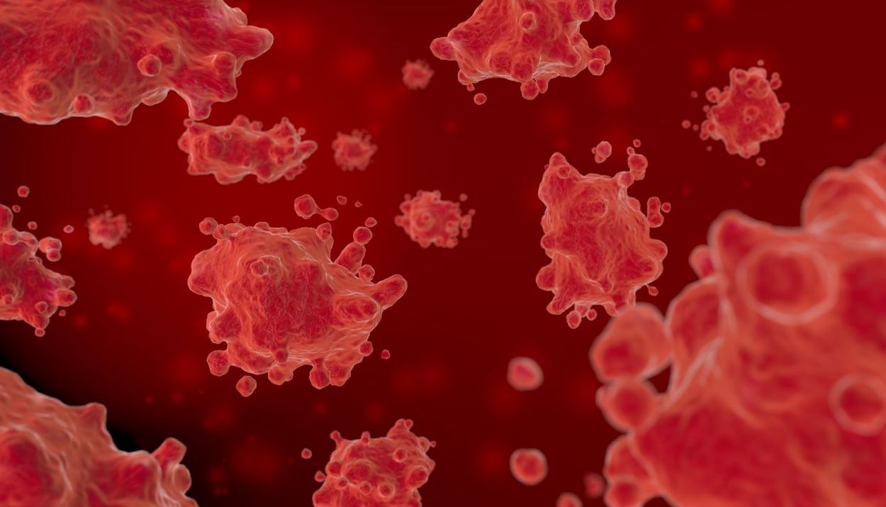 3d illustration of red virus cells