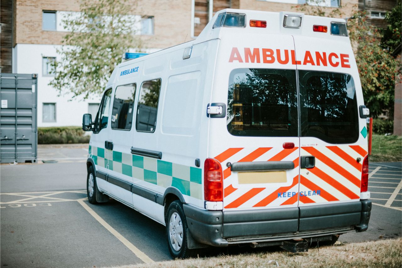 An ambulance taking a patient to the emergency room